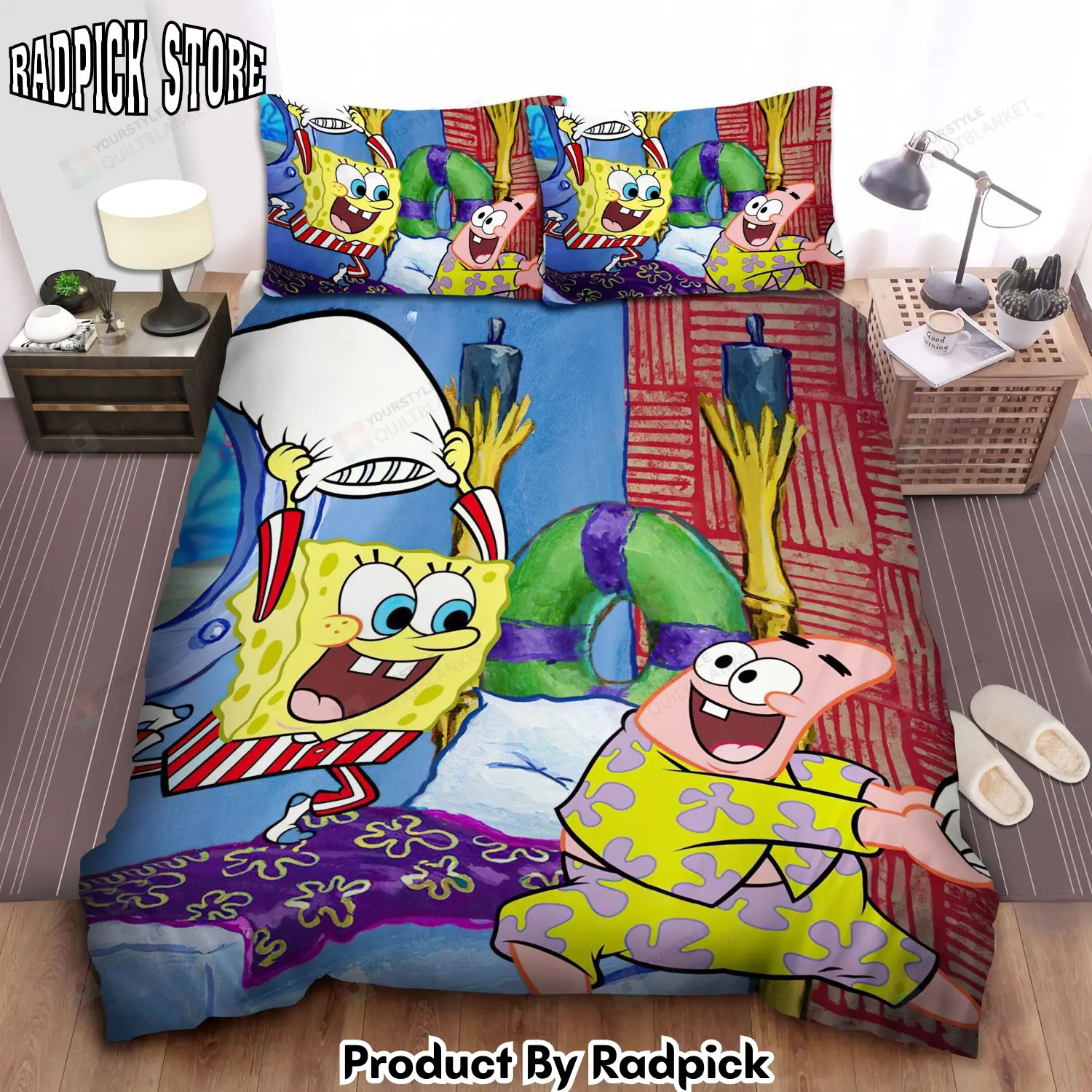 Radpick spongebob squarepants sleeping party with patrick star bed sheets duvet cover bedding sets rp3272066